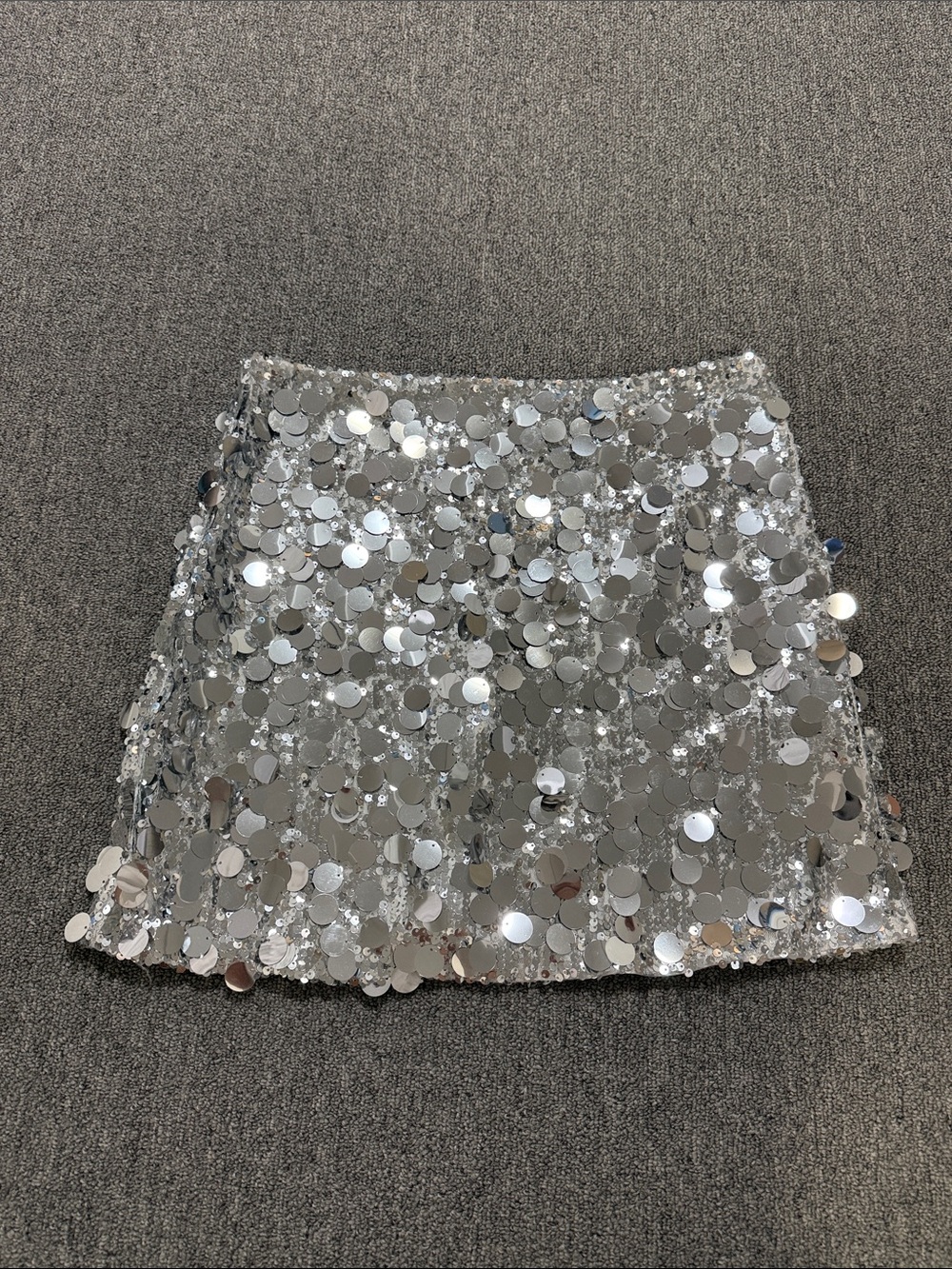 Windsor Silver Sequin Mini Skirt size large